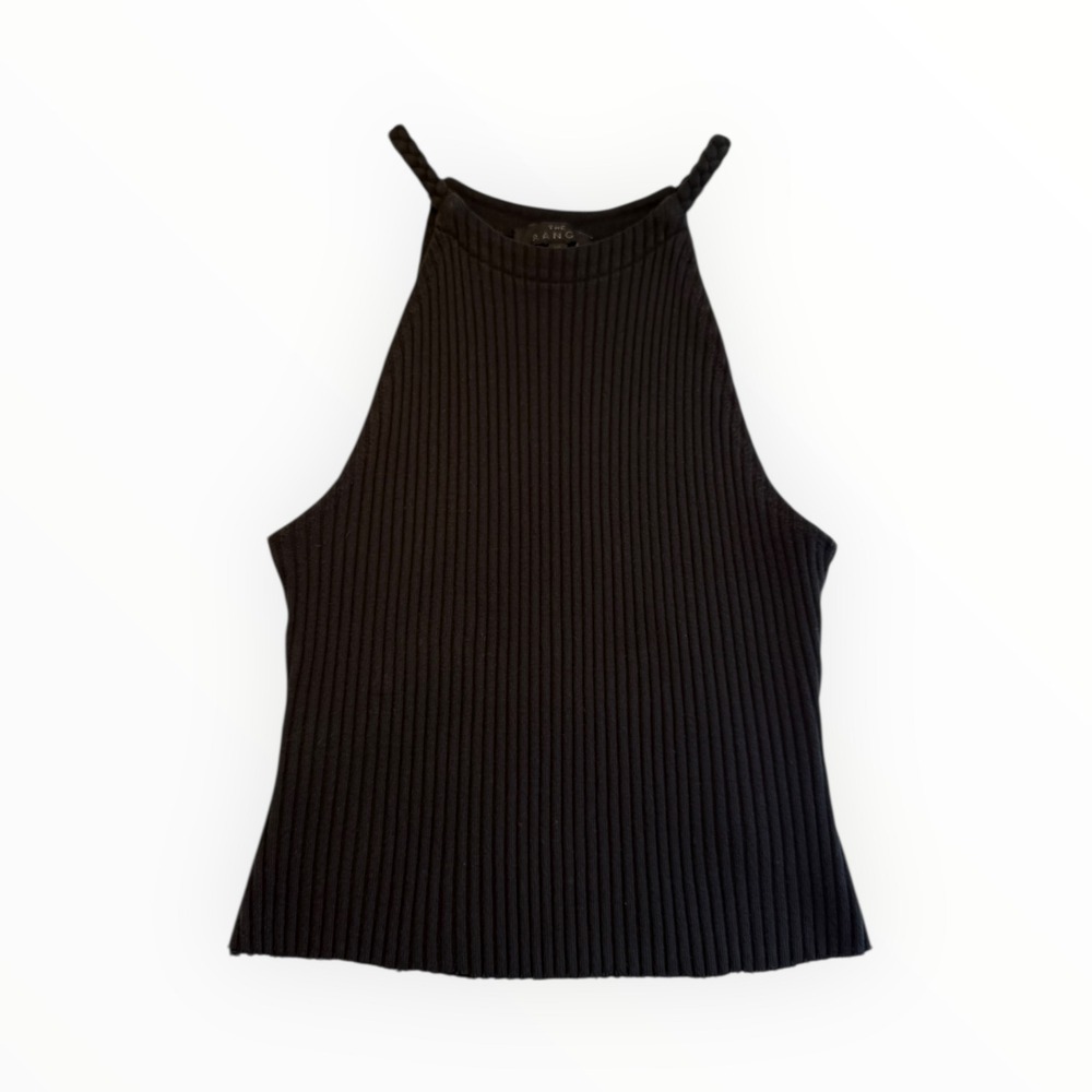 The Range‎ Black Ribbed Knit Halter Neck Tank Top XS
